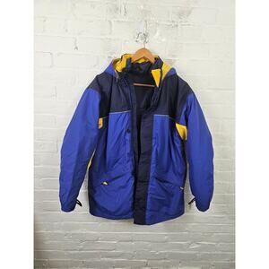 Lands' End Men's Full Zip Jacket Hoodie Long Sleeve Blue Yellow Size XL